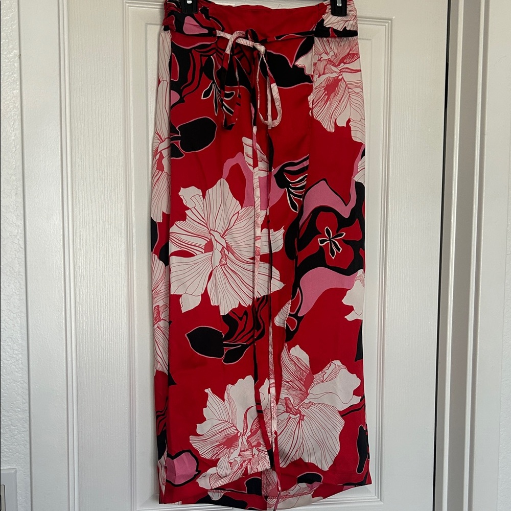 Zara Red and Black Floral Swim Sarong